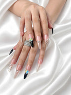 Black French Tip ,Polka Dots