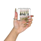 Gilded Meadow press-on nails close-up — bold floral gold nail design — Ayna.B