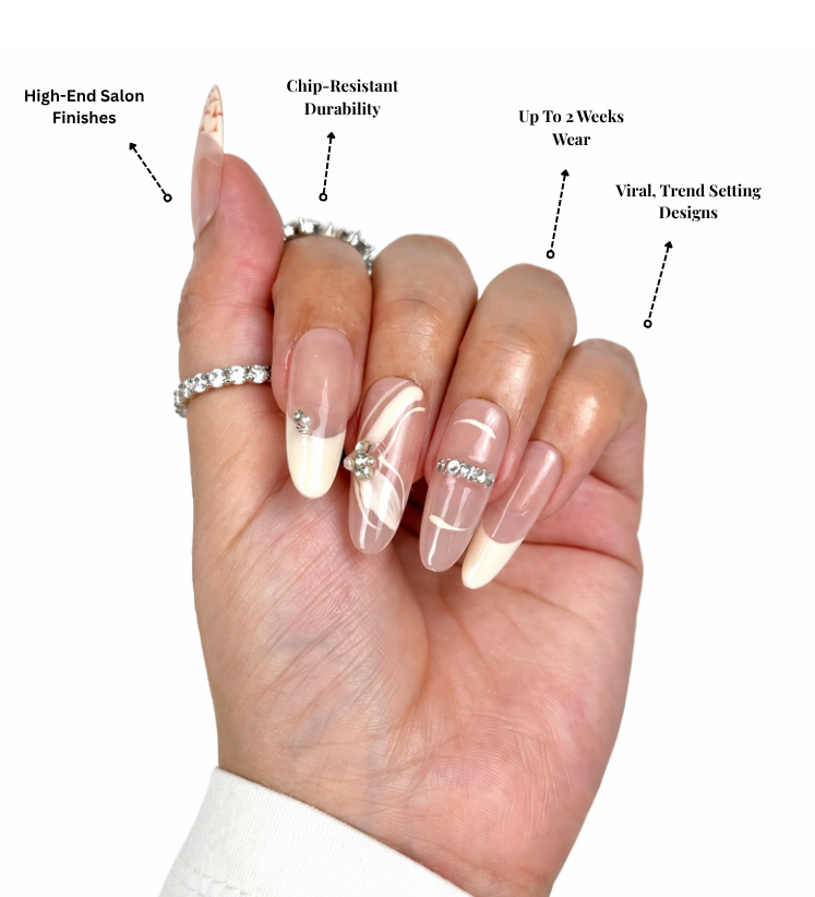 Red Cross Stitch high-end salon finish press-on nails — reusable nail art set — Ayna.B UAE