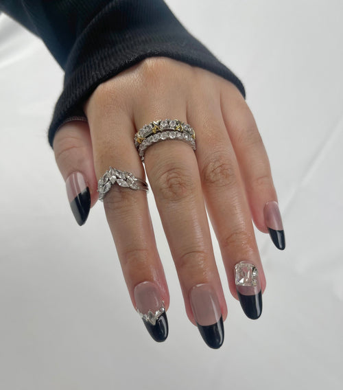 Icy Opal press-on nails sheer nude iridescent finish — luxury nail art — Ayna.B Dubai