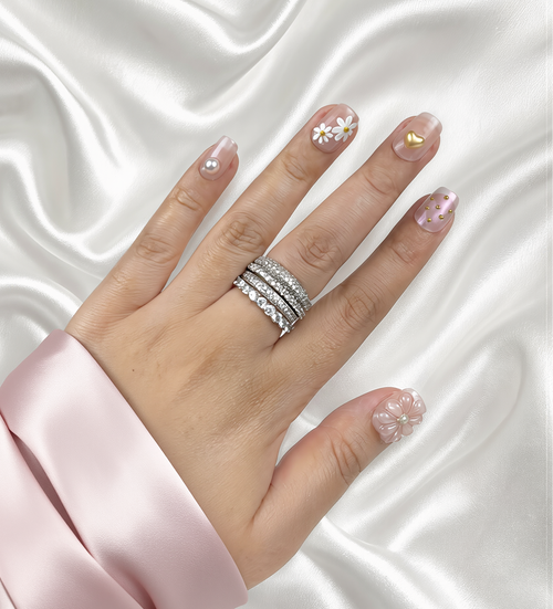 First Love Syrup short almond press-on nails milky glossy finish — Ayna.B Dubai